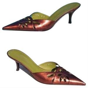 Donald Pliner Copper Antique Metallic Couture Leather Mule Shoe NWT New $245